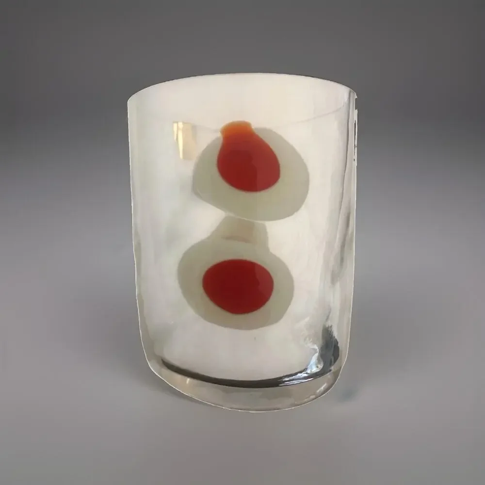 New Carlo Moretti Murano Glass Bud Vase Bora Tumbler Simple Red Polkadot Signed